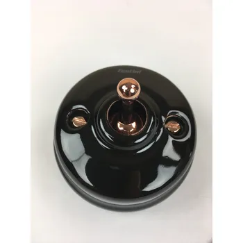 vypínač FONTINI by Font Barcelona Porcelánový vypínač Dimbler černá/měděná páčka - výprodej Řazení: Vypínač č.6 – schodišťák, Úprava: s dírou pro kabel 60 308 22 2