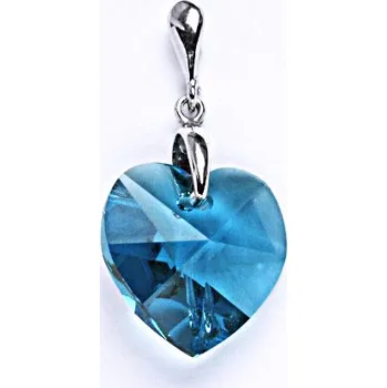 Přívěsek Stříbrný přívěsek srdce Swarovski blue - P1313 (Stříbrný přívěsek Swarovski)