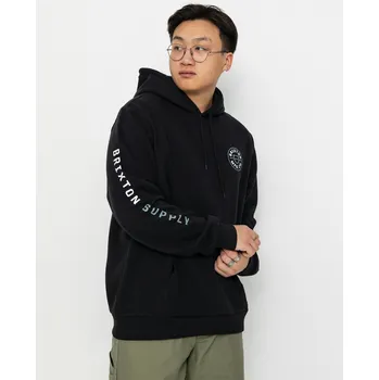 Pánská mikina Brixton Crest (black/chinois green/white) M, černá
