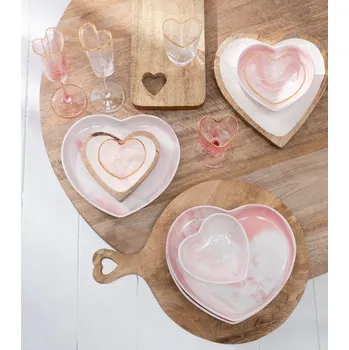 Krémovo-růžová porcelánová miska ve tvaru srdce Heart - 9*8*4 cm