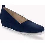 Kožené baleríny na klínku námořnická modrá 41