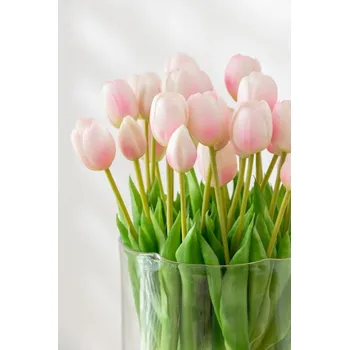 umělá květina Kytice 7ks světle růžových realistických tulipánů Tulips - 45cm
