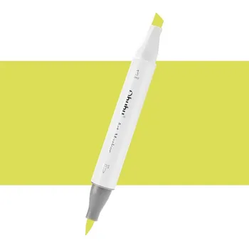 Lihová fixa OHUHU oboustranná Brush & Chisel, Y080 Lightning Yellow
