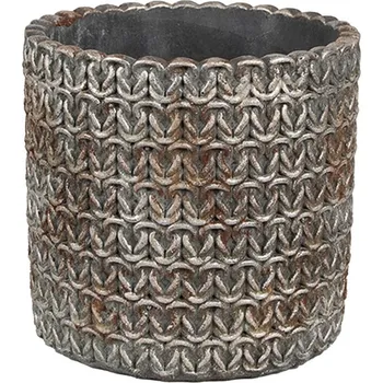 Obal na květináč Šedý cementový obal na květináč s drátěnými oky S - Ø 11x12 cm