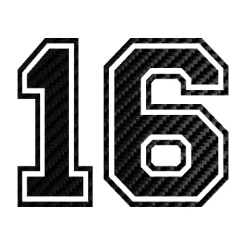 Polep vozidla Startovní číslo 16 typ 4 (50 - 3D karbon černý) SAMOLEPKA NA AUTO, NÁLEPKA, FÓLIE, POLEP, TUNING, VLASTNÍ TEXT, TISK, AUTOSAMOLEPKY.cz, POLEPY, OBRÁZEK, LOGO, 3D STICKERS