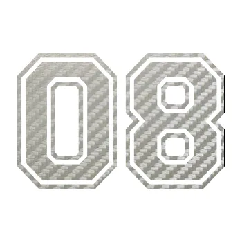 Polep vozidla SAMOLEPKA NA AUTO Startovní číslo 08 typ 4 (52 - 3D karbon stříbrný) NÁLEPKA, FÓLIE, POLEP, TUNING, VLASTNÍ TEXT, TISK, AUTOSAMOLEPKY.cz, POLEPY, OBRÁZEK, LOGO, SAMOLEPKY
