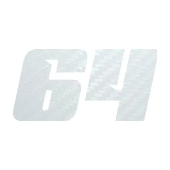 Polep vozidla SAMOLEPKA Startovní číslo 64 typ 6 (51 - 3D karbon bílý) NA AUTO, NÁLEPKA, FÓLIE, POLEP, TUNING, VLASTNÍ TEXT, TISK, AUTOSAMOLEPKY.cz, POLEPY, OBRÁZEK, LOGO, SAMOLEPKY