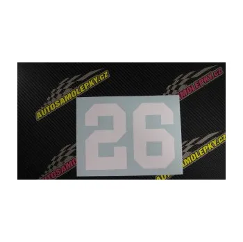 Polep vozidla Startovní číslo 26 (17 - šedá) SAMOLEPKA NA AUTO, NÁLEPKA, FÓLIE, POLEP, TUNING, VLASTNÍ TEXT, TISK, AUTOSAMOLEPKY.cz, POLEPY, OBRÁZEK, LOGO, 3D STICKERS