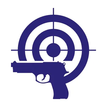 Polep vozidla SAMOLEPKA Terč zbraň pravá (22 - střední modrá) NA AUTO, NÁLEPKA, FÓLIE, POLEP, TUNING, VLASTNÍ TEXT, TISK, AUTOSAMOLEPKY.cz, POLEPY, OBRÁZEK, LOGO, SAMOLEPKY