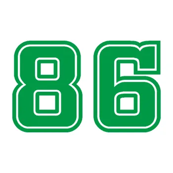 Polep vozidla Startovní číslo 86 typ 5 (12 - zelená) SAMOLEPKA NA AUTO, NÁLEPKA, FÓLIE, POLEP, TUNING, VLASTNÍ TEXT, TISK, AUTOSAMOLEPKY.cz, POLEPY, OBRÁZEK, LOGO, 3D STICKERS