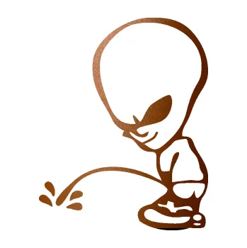 Samolepicí dekorace na vozidlo Ufoun čůrá levá (44 - měděná metalíza) SAMOLEPKA NA AUTO, NÁLEPKA, FÓLIE, POLEP, TUNING, VLASTNÍ TEXT, TISK, AUTOSAMOLEPKY.cz, POLEPY, OBRÁZEK, LOGO, 3D STICKERS