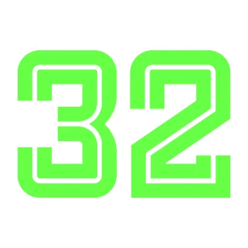Polep vozidla Startovní číslo 32 typ 7 (71 - Fluorescentní zelená) SAMOLEPKA NA AUTO, NÁLEPKA, FÓLIE, POLEP, TUNING, VLASTNÍ TEXT, TISK, AUTOSAMOLEPKY.cz, POLEPY, OBRÁZEK, LOGO, 3D STICKERS