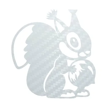 Samolepící dekorace SAMOLEPKA Veverka 003 pravá s oříškem (51 - 3D karbon bílý) NA AUTO, NÁLEPKA, FÓLIE, POLEP, TUNING, VLASTNÍ TEXT, TISK, AUTOSAMOLEPKY.cz, POLEPY, OBRÁZEK, LOGO, SAMOLEPKY