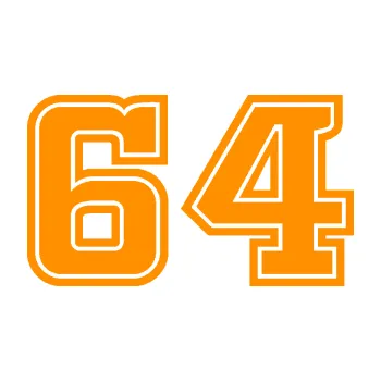 Polep vozidla Startovní číslo 64 typ 5 (06 - oranžová) SAMOLEPKA NA AUTO, NÁLEPKA, FÓLIE, POLEP, TUNING, VLASTNÍ TEXT, TISK, AUTOSAMOLEPKY.cz, POLEPY, OBRÁZEK, LOGO, 3D STICKERS