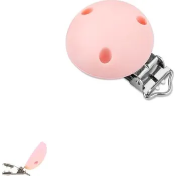 klip na dudlíky Silikonový klip na dudlík 34 mm s kovovou sponou Pink Blush