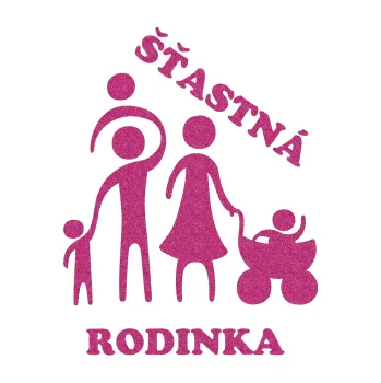 samolepka Šťastná rodinka (90 - Ultra Metalic růžová) SAMOLEPKA NA AUTO, NÁLEPKA, FÓLIE, POLEP, TUNING, VLASTNÍ TEXT, TISK, AUTOSAMOLEPKY.cz, POLEPY, OBRÁZEK, LOGO, 3D STICKERS