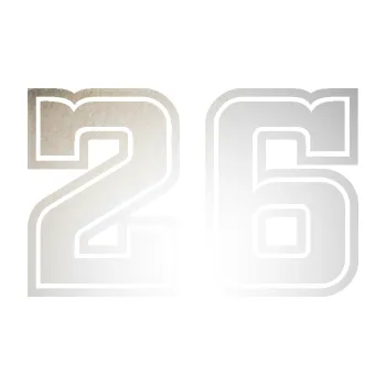 Polep vozidla SAMOLEPKA Startovní číslo 26 typ 5 (82 - odrazková reflexní bílá) NA AUTO, NÁLEPKA, FÓLIE, POLEP, TUNING, VLASTNÍ TEXT, TISK, AUTOSAMOLEPKY.cz, POLEPY, OBRÁZEK, LOGO, SAMOLEPKY
