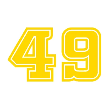 Polep vozidla Startovní číslo 49 typ 5 (13 - jasně žlutá) SAMOLEPKA NA AUTO, NÁLEPKA, FÓLIE, POLEP, TUNING, VLASTNÍ TEXT, TISK, AUTOSAMOLEPKY.cz, POLEPY, OBRÁZEK, LOGO, 3D STICKERS