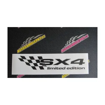 Polep vozidla SAMOLEPKA SX4 limited edition levá (10 - červená) NA AUTO, NÁLEPKA, FÓLIE, POLEP, TUNING, VLASTNÍ TEXT, TISK, AUTOSAMOLEPKY.cz, POLEPY, OBRÁZEK, LOGO, SAMOLEPKY