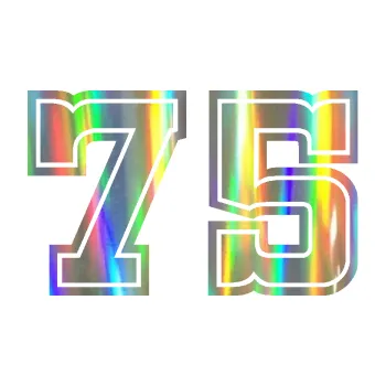 Polep vozidla Startovní číslo 75 typ 5 (93 - Holografická) SAMOLEPKA NA AUTO, NÁLEPKA, FÓLIE, POLEP, TUNING, VLASTNÍ TEXT, TISK, AUTOSAMOLEPKY.cz, POLEPY, OBRÁZEK, LOGO, 3D STICKERS