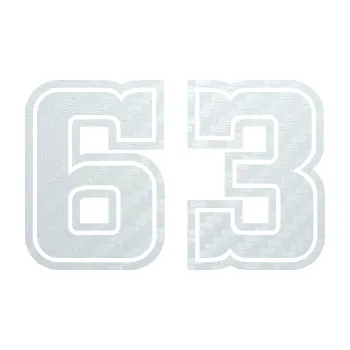 Polep vozidla SAMOLEPKA Startovní číslo 63 typ 5 (51 - 3D karbon bílý) NA AUTO, NÁLEPKA, FÓLIE, POLEP, TUNING, VLASTNÍ TEXT, TISK, AUTOSAMOLEPKY.cz, POLEPY, OBRÁZEK, LOGO, SAMOLEPKY