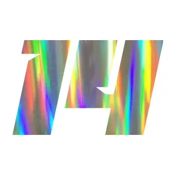 Polep vozidla Startovní číslo 14 typ 6 (93 - Holografická) SAMOLEPKA NA AUTO, NÁLEPKA, FÓLIE, POLEP, TUNING, VLASTNÍ TEXT, TISK, AUTOSAMOLEPKY.cz, POLEPY, OBRÁZEK, LOGO, 3D STICKERS