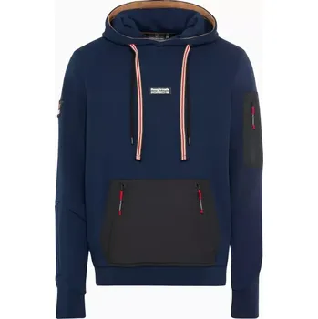 PORSCHE Hoodie Roughroads Mikina klokanka s kapucí s praktickými detaily Porsche 953 tmavě modrá (Moderní mikina Porsche Roughroads se stylovými akcenty a praktickými prvky)