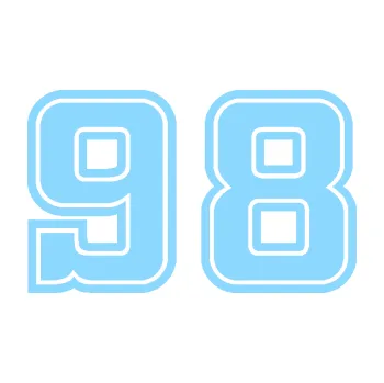 Polep vozidla Startovní číslo 98 typ 5 (03 - světle modrá) SAMOLEPKA NA AUTO, NÁLEPKA, FÓLIE, POLEP, TUNING, VLASTNÍ TEXT, TISK, AUTOSAMOLEPKY.cz, POLEPY, OBRÁZEK, LOGO, 3D STICKERS
