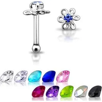 Módní doplněk Šperky4U Stříbrný piercing do nosu - kytička - N01002-G