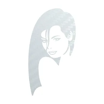 Samolepící dekorace SAMOLEPKA Žena tvář 002 levá (51 - 3D karbon bílý) NA AUTO, NÁLEPKA, FÓLIE, POLEP, TUNING, VLASTNÍ TEXT, TISK, AUTOSAMOLEPKY.cz, POLEPY, OBRÁZEK, LOGO, SAMOLEPKY