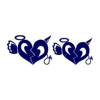 Samolepící dekorace SAMOLEPKA Srdce anděl s ďáblem (23 - tmavě modrá) NA AUTO, NÁLEPKA, FÓLIE, POLEP, TUNING, VLASTNÍ TEXT, TISK, AUTOSAMOLEPKY.cz, POLEPY, OBRÁZEK, LOGO, SAMOLEPKY