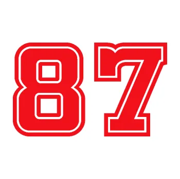 Polep vozidla SAMOLEPKA Startovní číslo 87 typ 5 (10 - červená) NA AUTO, NÁLEPKA, FÓLIE, POLEP, TUNING, VLASTNÍ TEXT, TISK, AUTOSAMOLEPKY.cz, POLEPY, OBRÁZEK, LOGO, SAMOLEPKY