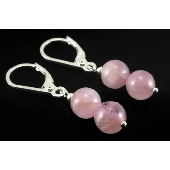 Náušnice Stříbrné náušnice (Ag 925/1000) s kunzitem QAA, závěs 16 mm, RARITA (KT171U)