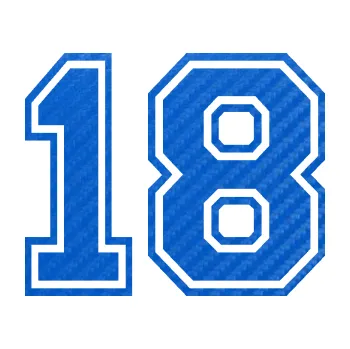 Polep vozidla Startovní číslo 18 typ 4 (57 - 3D karbon modrý) SAMOLEPKA NA AUTO, NÁLEPKA, FÓLIE, POLEP, TUNING, VLASTNÍ TEXT, TISK, AUTOSAMOLEPKY.cz, POLEPY, OBRÁZEK, LOGO, 3D STICKERS