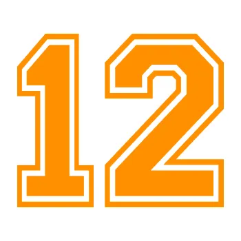 Polep vozidla Startovní číslo 12 typ 4 (06 - oranžová) SAMOLEPKA NA AUTO, NÁLEPKA, FÓLIE, POLEP, TUNING, VLASTNÍ TEXT, TISK, AUTOSAMOLEPKY.cz, POLEPY, OBRÁZEK, LOGO, 3D STICKERS