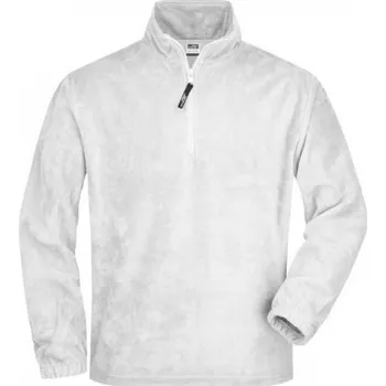 Pánská mikina James & Nicholson Hutná fleecová mikina s krátkým zipem ke krku Barva: Bílá, Velikost: L JN043