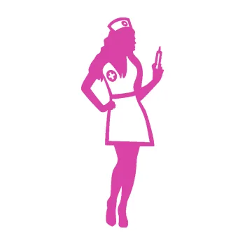 Samolepící dekorace SAMOLEPKA Zdravotní sestřička 001 pravá s injekcí (16 - růžová) NA AUTO, NÁLEPKA, FÓLIE, POLEP, TUNING, VLASTNÍ TEXT, TISK, AUTOSAMOLEPKY.cz, POLEPY, OBRÁZEK, LOGO, SAMOLEPKY