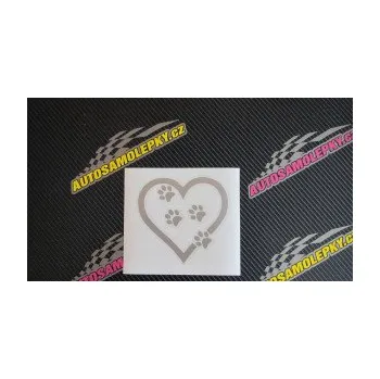 samolepka Tlapky love 006 levá (17 - šedá) SAMOLEPKA NA AUTO, NÁLEPKA, FÓLIE, POLEP, TUNING, VLASTNÍ TEXT, TISK, AUTOSAMOLEPKY.cz, POLEPY, OBRÁZEK, LOGO, 3D STICKERS