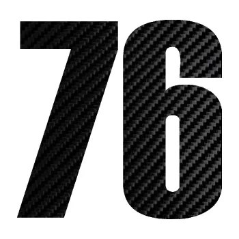 Autodoplněk Samolepka na auto Startovní číslo 76 typ 2 (50 - 3D karbon černý) NÁLEPKA, FÓLIE, POLEPY, TUNING, VLASTNÍ TEXT, TISK, AUTOSAMOLEPKY.cz, SAMOLEPKY, OBRÁZEK, LOGO, VÝROBA, PRODEJ