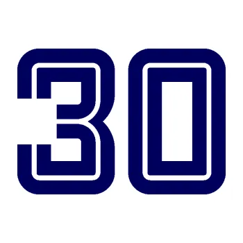 Polep vozidla Startovní číslo 30 typ 7 (23 - tmavě modrá) SAMOLEPKA NA AUTO, NÁLEPKA, FÓLIE, POLEP, TUNING, VLASTNÍ TEXT, TISK, AUTOSAMOLEPKY.cz, POLEPY, OBRÁZEK, LOGO, 3D STICKERS