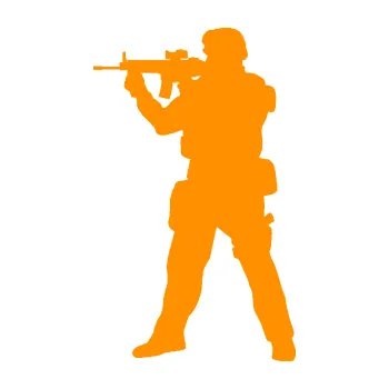 Samolepící dekorace Voják 006 levá (06 - oranžová) SAMOLEPKA NA AUTO, NÁLEPKA, FÓLIE, POLEP, TUNING, VLASTNÍ TEXT, TISK, AUTOSAMOLEPKY.cz, POLEPY, OBRÁZEK, LOGO, 3D STICKERS