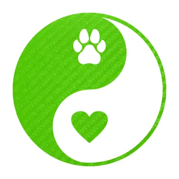 samolepka Yin Yang 002 pravá srdíčko a tlapka (58 - 3D karbon zelený kawasaki) SAMOLEPKA NA AUTO, NÁLEPKA, FÓLIE, POLEP, TUNING, VLASTNÍ TEXT, TISK, AUTOSAMOLEPKY.cz, POLEPY, OBRÁZEK, LOGO, 3D STICKERS