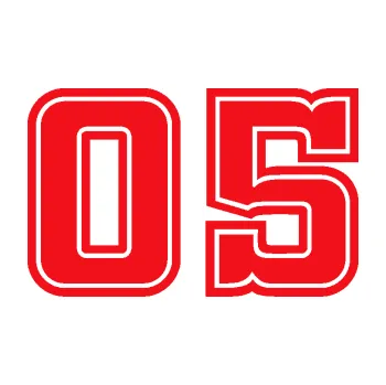 Polep vozidla SAMOLEPKA Startovní číslo 05 typ 5 (10 - červená) NA AUTO, NÁLEPKA, FÓLIE, POLEP, TUNING, VLASTNÍ TEXT, TISK, AUTOSAMOLEPKY.cz, POLEPY, OBRÁZEK, LOGO, SAMOLEPKY