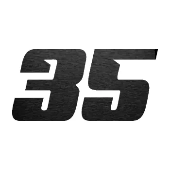 Polep vozidla Startovní číslo 35 typ 6 (63 - škrábaný kov černý) SAMOLEPKA NA AUTO, NÁLEPKA, FÓLIE, POLEP, TUNING, VLASTNÍ TEXT, TISK, AUTOSAMOLEPKY.cz, POLEPY, OBRÁZEK, LOGO, 3D STICKERS