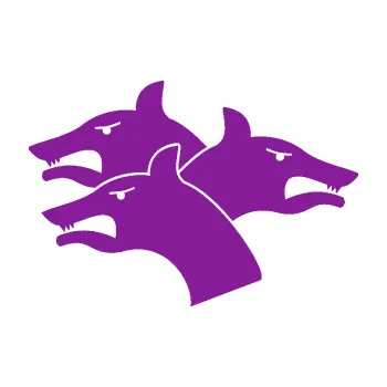 Polep vozidla SAMOLEPKA Trojhlavý pes kerberos levá (14 - fialová) NA AUTO, NÁLEPKA, FÓLIE, POLEP, TUNING, VLASTNÍ TEXT, TISK, AUTOSAMOLEPKY.cz, POLEPY, OBRÁZEK, LOGO, SAMOLEPKY