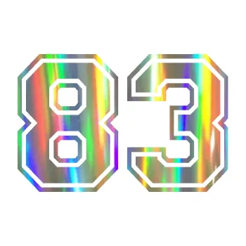 Polep vozidla Startovní číslo 83 typ 4 (93 - Holografická) SAMOLEPKA NA AUTO, NÁLEPKA, FÓLIE, POLEP, TUNING, VLASTNÍ TEXT, TISK, AUTOSAMOLEPKY.cz, POLEPY, OBRÁZEK, LOGO, 3D STICKERS