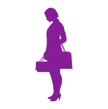 Polep vozidla SAMOLEPKA Žena na nákupu 004 levá (14 - fialová) NA AUTO, NÁLEPKA, FÓLIE, POLEP, TUNING, VLASTNÍ TEXT, TISK, AUTOSAMOLEPKY.cz, POLEPY, OBRÁZEK, LOGO, SAMOLEPKY