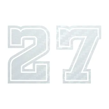 Polep vozidla SAMOLEPKA Startovní číslo 27 typ 5 (51 - 3D karbon bílý) NA AUTO, NÁLEPKA, FÓLIE, POLEP, TUNING, VLASTNÍ TEXT, TISK, AUTOSAMOLEPKY.cz, POLEPY, OBRÁZEK, LOGO, SAMOLEPKY