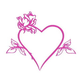 Samolepící dekorace Srdce s růží levá (16 - růžová) SAMOLEPKA NA AUTO, NÁLEPKA, FÓLIE, POLEP, TUNING, VLASTNÍ TEXT, TISK, AUTOSAMOLEPKY.cz, POLEPY, OBRÁZEK, LOGO, 3D STICKERS