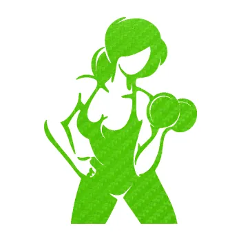 Polep vozidla Fitness 001 pravá posilování s činkou (58 - 3D karbon zelený kawasaki) SAMOLEPKA NA AUTO, NÁLEPKA, FÓLIE, POLEP, TUNING, VLASTNÍ TEXT, TISK, AUTOSAMOLEPKY.cz, POLEPY, OBRÁZEK, LOGO, 3D STICKERS